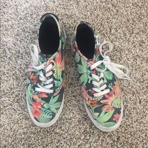 Floral/palm leaf print vans